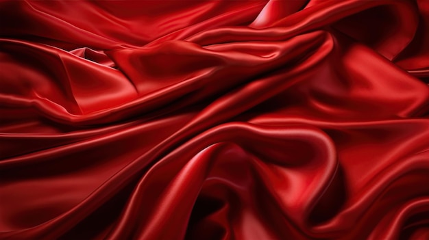 Realistic satin silk in red color Ai Generated Image