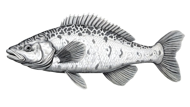 Realistic of sea bass fish isolated on white