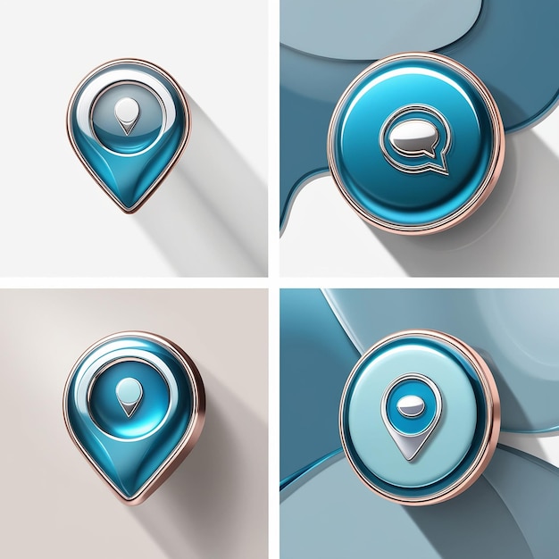 Photo realistic set of glassmorphism ui icons