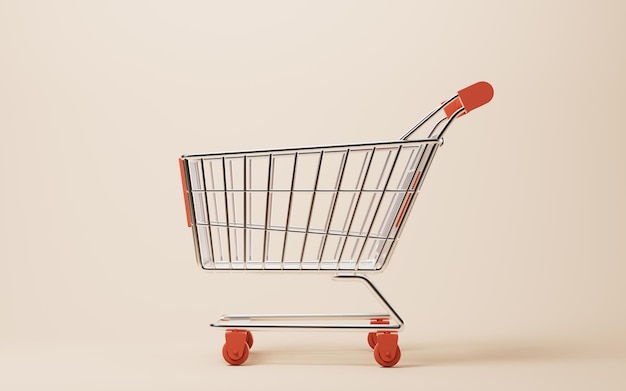 Realistic shopping cart 3d rendering