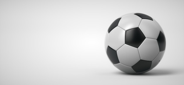 Realistic soccer ball or soccer ball on white background 3D rendering