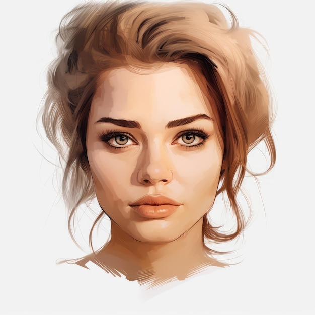 Photo realistic speedpainting of a young girl with brown hair