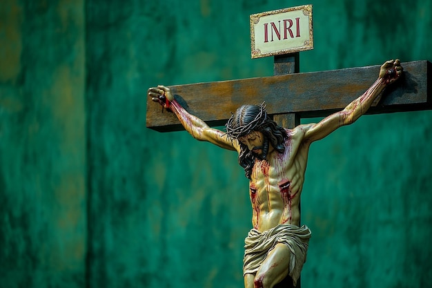 Photo realistic statue of jesus christ on the cross