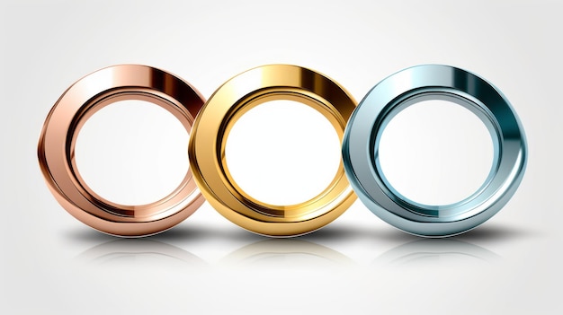 Realistic Yet Stylized Three Colored Rings On White Surface