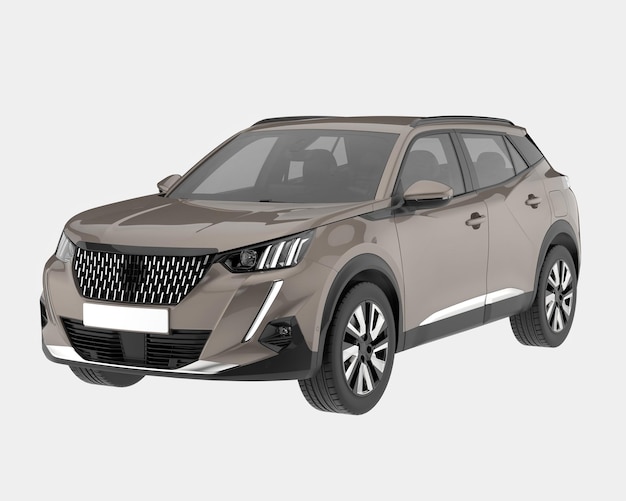 Realistic SUV car isolated on background 3d rendering illustration