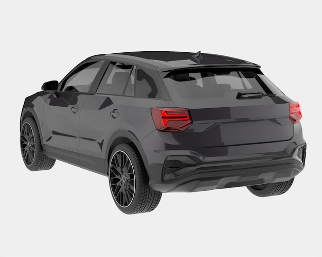 Realistic SUV car isolated on background 3d rendering illustration