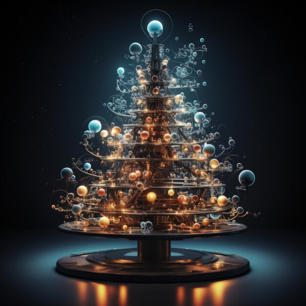 Photo realistic technological christmas tree