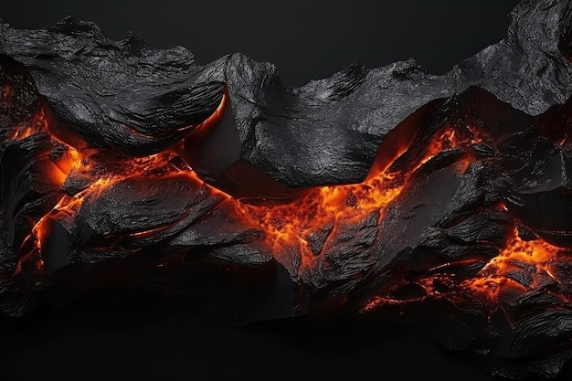 Realistic Texture Of Molten Magma Flame On Black Ash