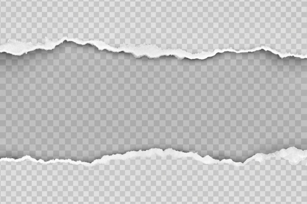 realistic torn paper edges Torn ripped pieces of white and grey paper with soft shadow are on grey squared background for text