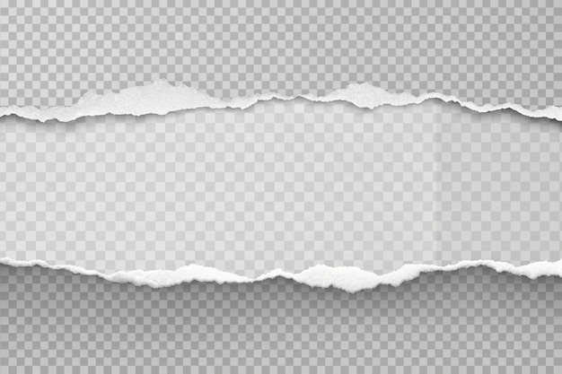 realistic torn paper edges Torn ripped pieces of white and grey paper with soft shadow are on grey squared background for text