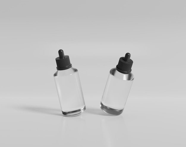 Realistic transparent bottle with a box, madicine glass bottle, 3d rendering, 3d illustration, rende