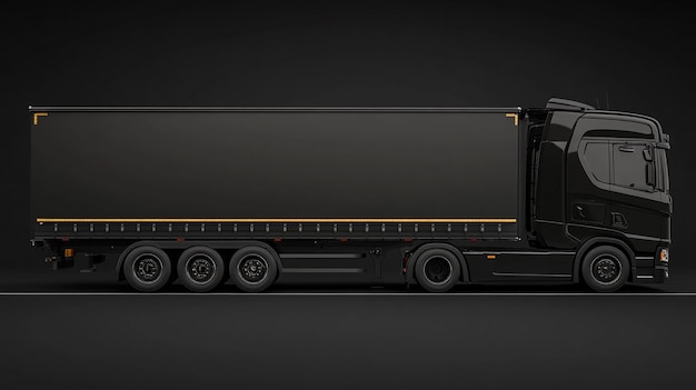 a realistic truck on a road black background ar 169 v 61 Job ID c8b6761613344d5fa62571980bbea4f1