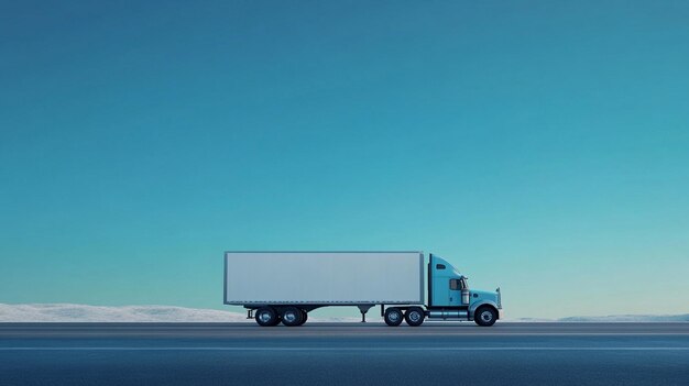 Photo a realistic truck on a road blue background ar 169 v 61 job id 98594856cf194e88831da1c10570979f