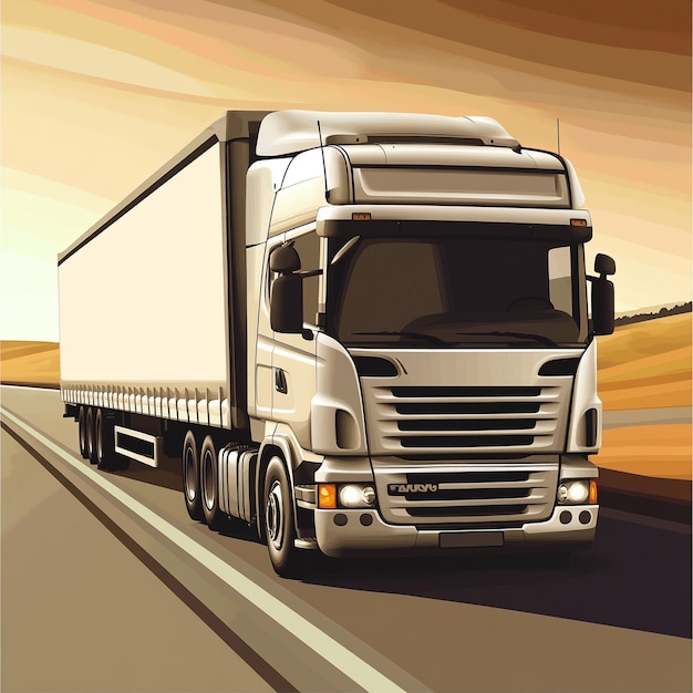 a realistic truck on a road brown background v 61 Job ID ae92d76492504431a2bc35238b88c8e2