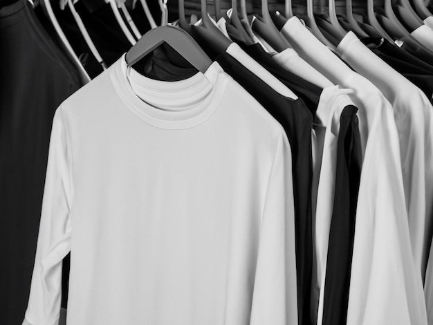 Realistic tshirt mockup Blank black and white tshirt on hanger Tshirt Mockup Design