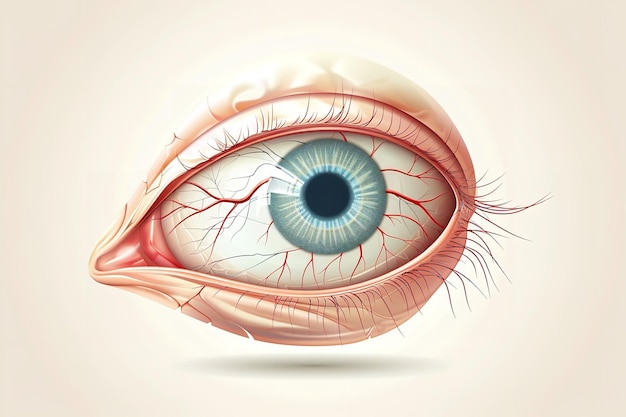 Realistic vector depiction of the interior structure of the human eye organ on a white background an infographic on anatomy backdrop concepts for web design Generative AI