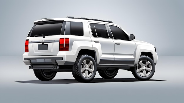 Realistic vector isolated White SUV Back