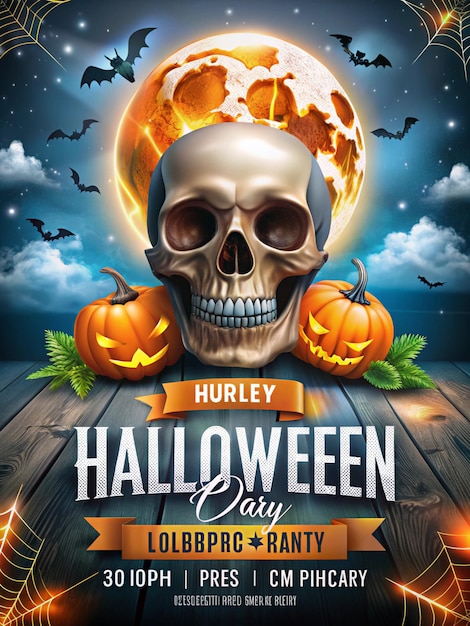 Realistic vertical halloween party flyer template