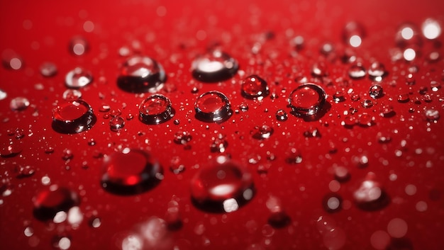 Realistic water droplets on red background design wallpaper generated by AI