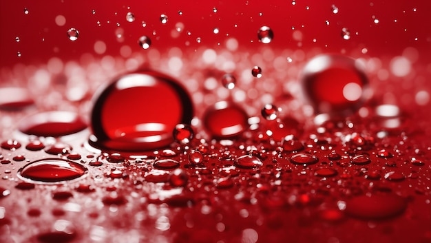 Realistic water droplets on red background design wallpaper generated by AI