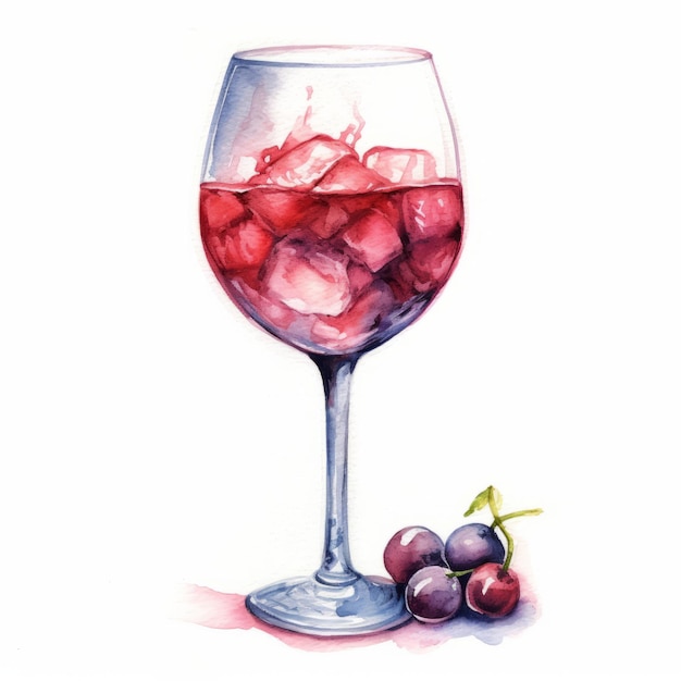 Realistic Watercolor Illustration Of Wine Cocktails