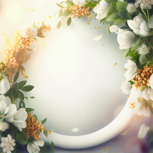 Realistic Wedding Floral Border Blur Illustration Generative AI