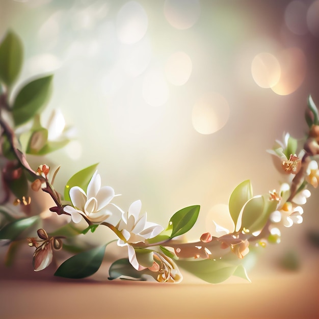 Realistic Wedding Floral Border Blur Illustration Generative AI