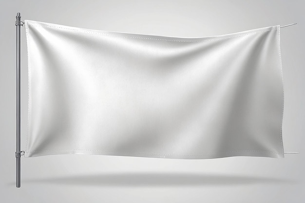 Realistic white flag style fabric banner