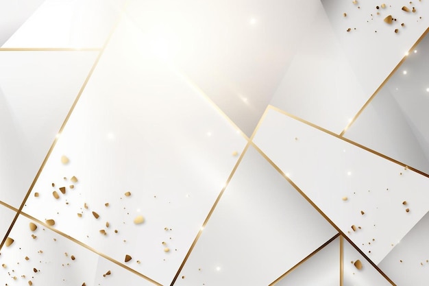 Realistic white and golden geometric background