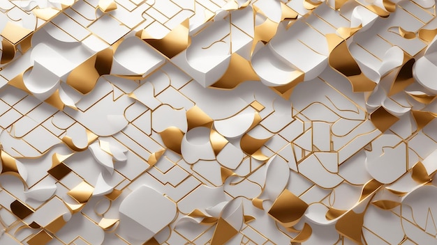 Realistic white and golden geometric background