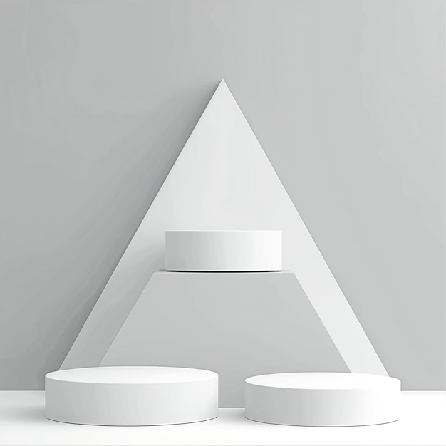 Realistic white gray podium background