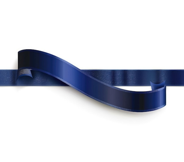 Photo a realistic wide dark blue ribbon with the new zealand flag on it isolated in white background front view