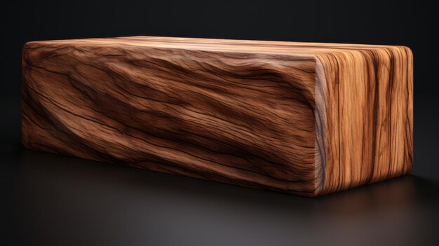 Realistic Wood Block 3d Model On Black Background