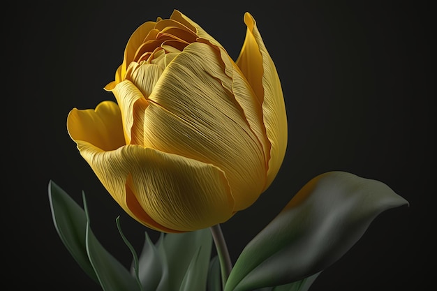 realistic yellow tulip , ai generated