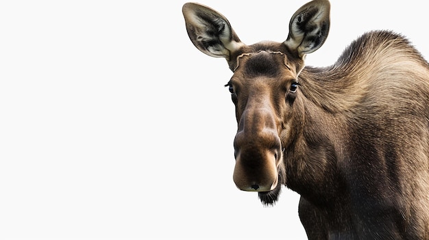 A Realistic young Moose isolated on white background