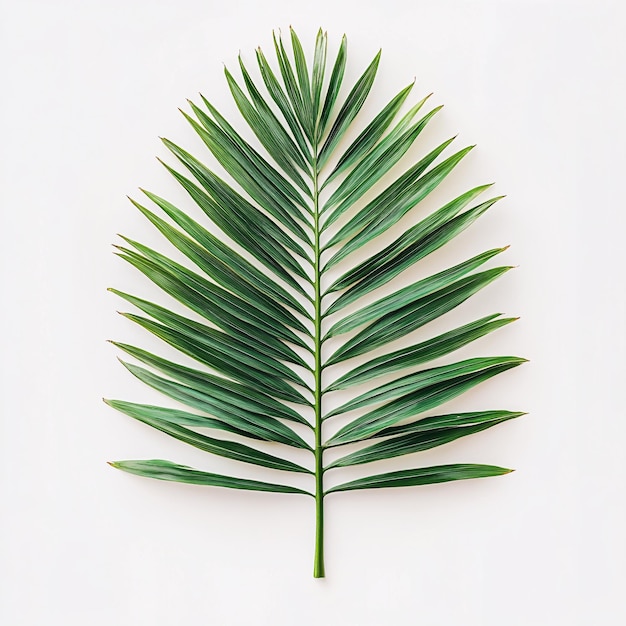 Realistically Detailed Isolated Palm Leaf on White Background Ideal for Botanical Studies