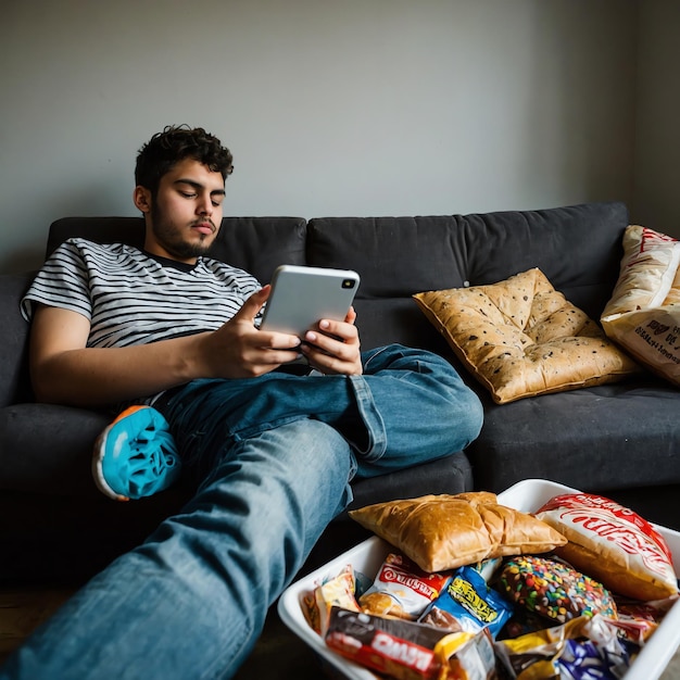 Photo reallife depictions of a sedentary lifestyle