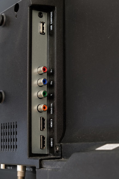 The rear side view of the LCD monitor with the multi port