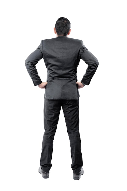 Rear view of Asian businessman standing