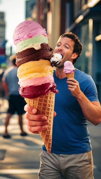 Rear view of man holding ice cream