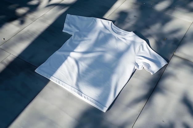 Rear view of a woman wearing blank white t shirt on grey background