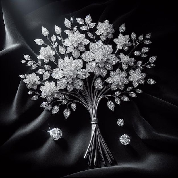 Reastic image of a bouquet of flowers made of diamonds