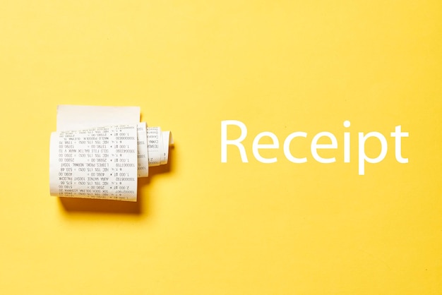 Receipt and the word Receipt on a yellow background