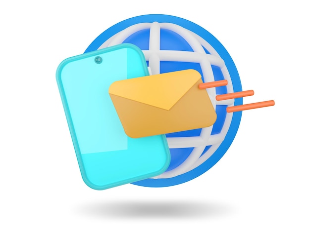 Receiving email. Communication concept icon. 3D render illustration.