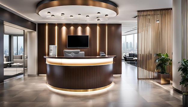 Reception area with hightech features and modern desi