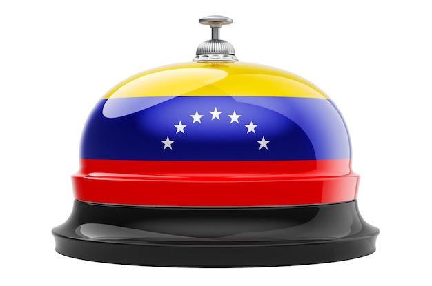 Reception bell with Venezuelan flag 3D rendering