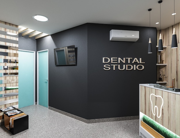 Reception in dental clinic design in a modern style