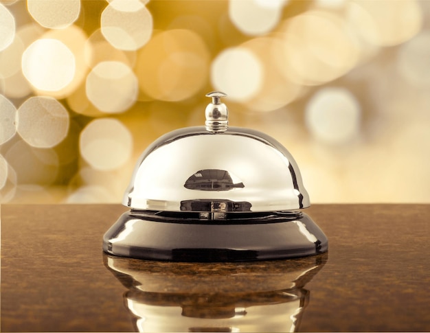 Reception service desk bell, close-up view