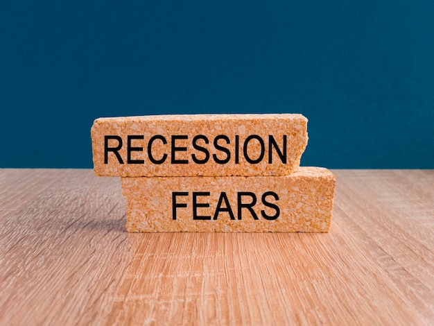 Recession fears symbol Concept words Recession fears on wooden blocks