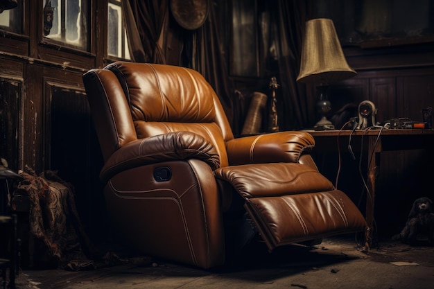 Recliner brown leather Comfort chair Generate Ai